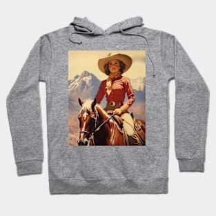 Elegance in Motion: Retro Vintage Cowgirl Horseback Design Hoodie